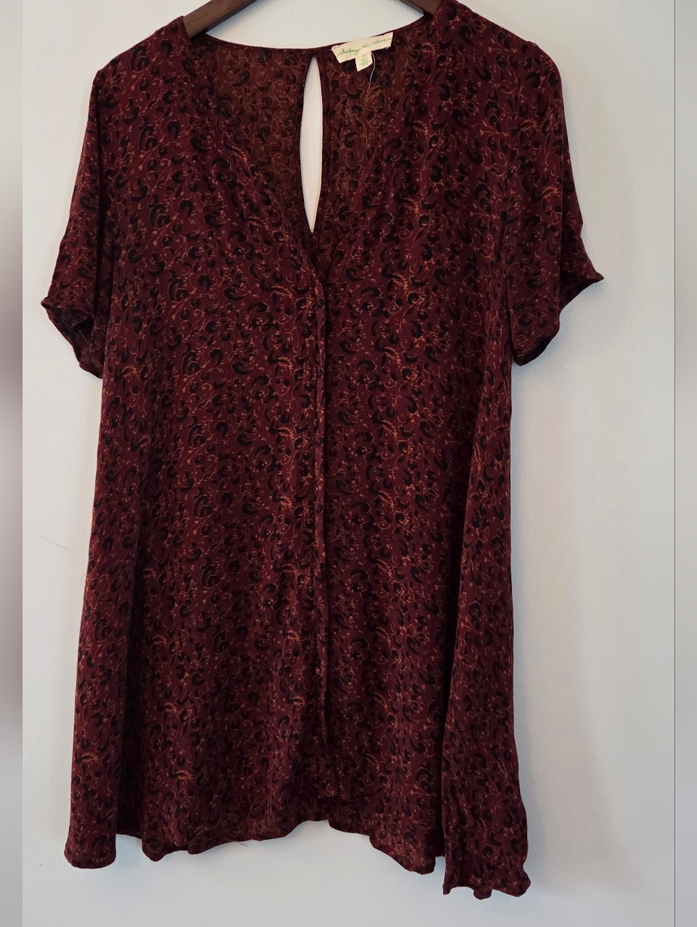Staring At Stars Maroon & Black Patterned Size S Dress